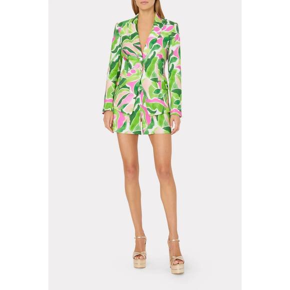 NEW MILLY painted bloom linen short in leaf multi - Picture 3 of 3